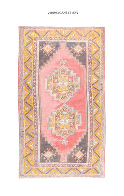 4x7 Old& Vintage Turkish Area Runner Rug