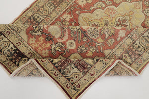 4x7 Red Vintage Turkish Area Rug