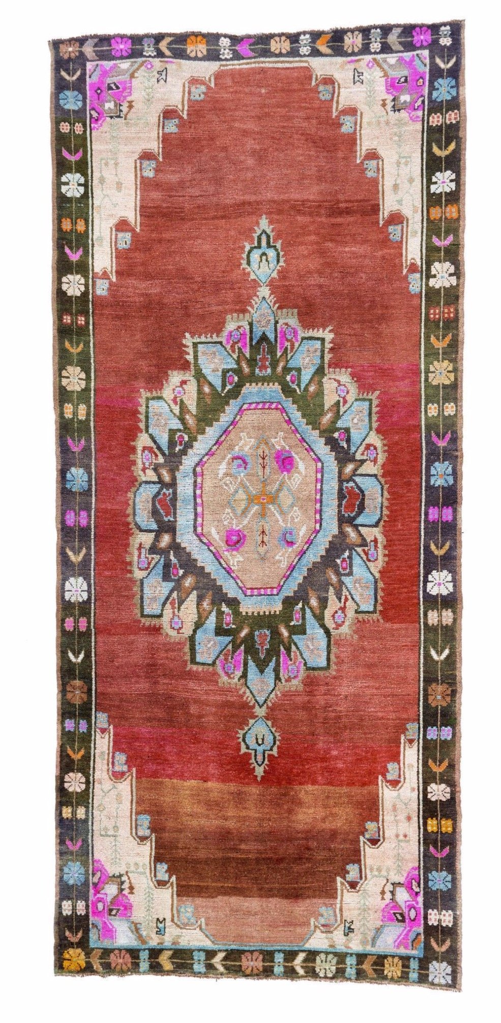 5x11 Red Vintage Turkish Runner Rug