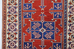 5x7 Red Vintage Turkish Area Rug