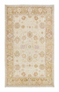 5x9 Ivory & White Modern Oushak Area Rug