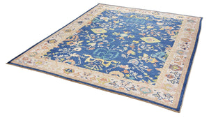9x10 Blue Modern Oushak Area Rug