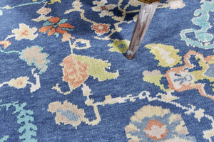 9x10 Blue Modern Oushak Area Rug