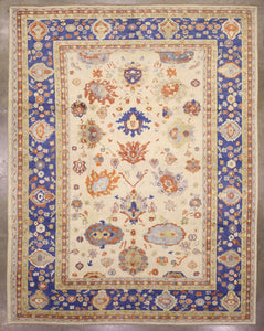 9x11 Beige Modern Oushak Area Rug