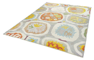 9x13 Ivory & White Modern Turkish Tulu Area Rug